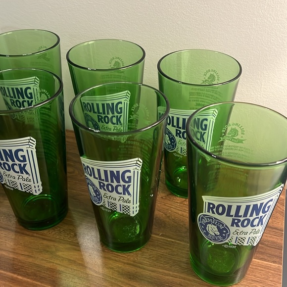 Vintage Rolling Rock Pale Premium Beer Glasses - Set of 8 - Picture 3 of 5